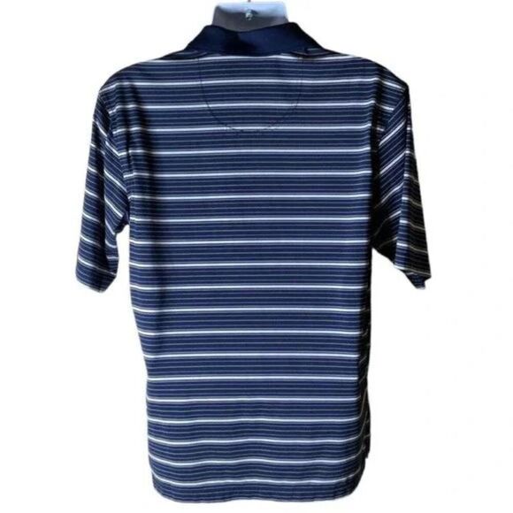 Lone Cypress Performance Golf Polo Shirt Mens Sz Medium Half Button Striped Blue - Picture 2 of 8